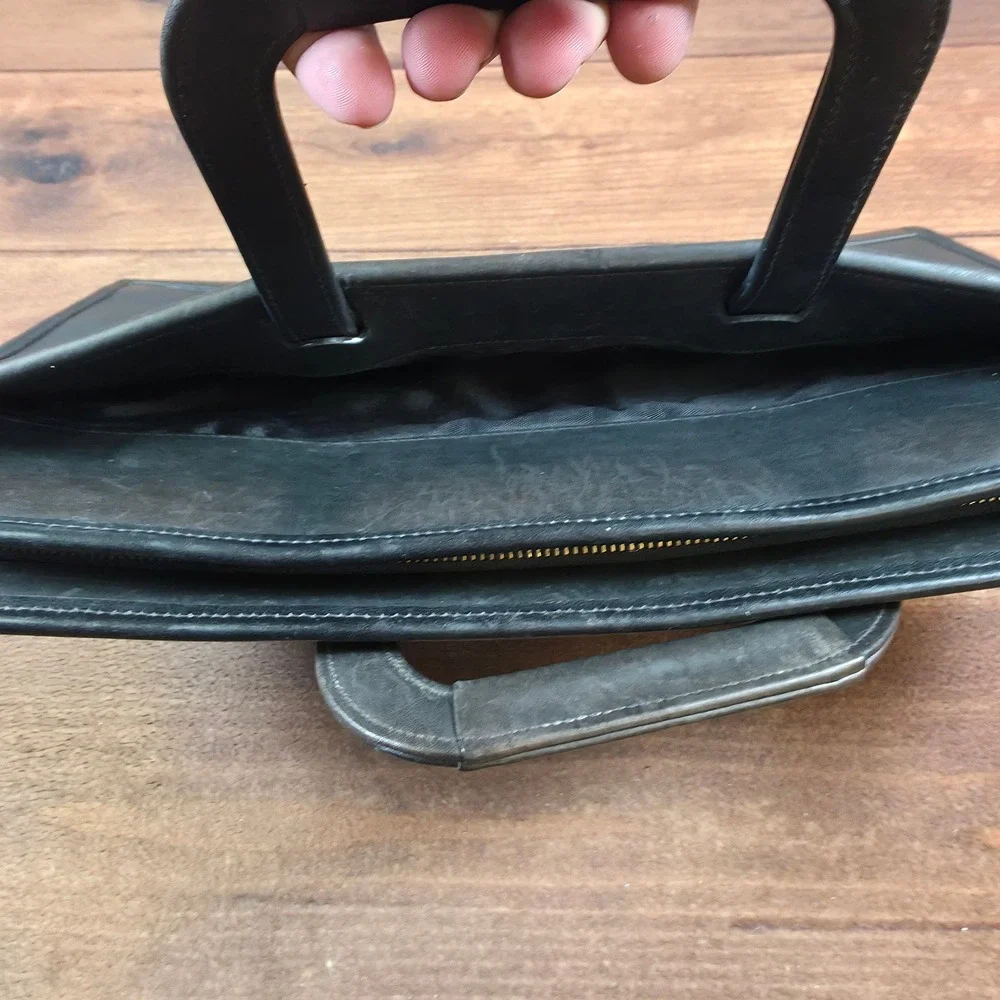 Coach Briefcase Mens OS Black Good Leather Slim Document Bag 5203 USA